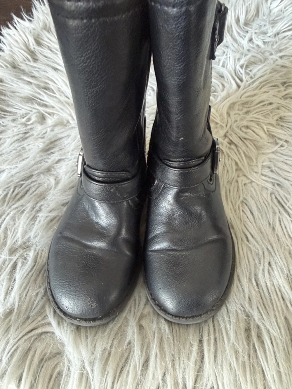 Falls Creek Black Girl Zip Boots with Buckle